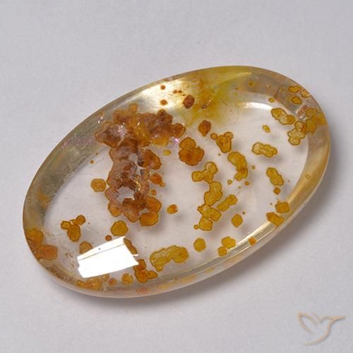 23.59ct Naturale Multicolore Quarzo Con Marcasite, Ovale, Trasparente