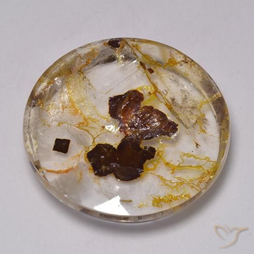 42.66ct Naturale Multicolore Quarzo Con Marcasite, Rotondo, Trasparente