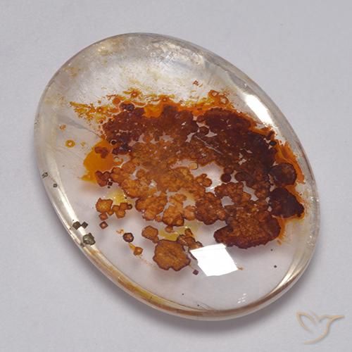 35.09ct Naturale Multicolore Quarzo Con Marcasite, Ovale, Trasparente