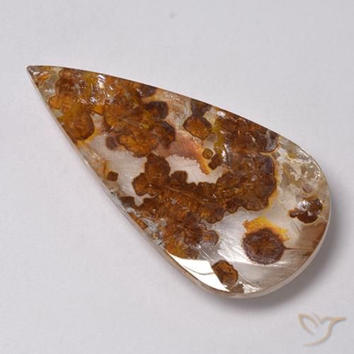 Quarzo con marcasite Multicolore naturale da 31.25 ct, Forma a pera, Trasparente