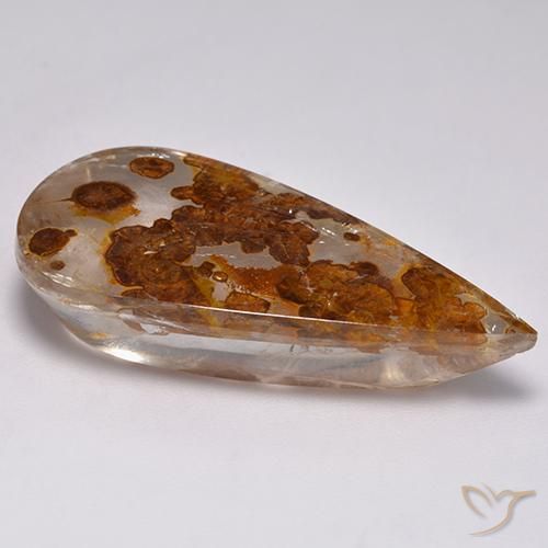 Quarzo con marcasite Multicolore naturale da 31.25 ct, Forma a pera, Trasparente
