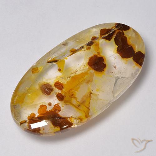 31.46ct Naturale Multicolore Quarzo Con Marcasite, Ovale, Trasparente