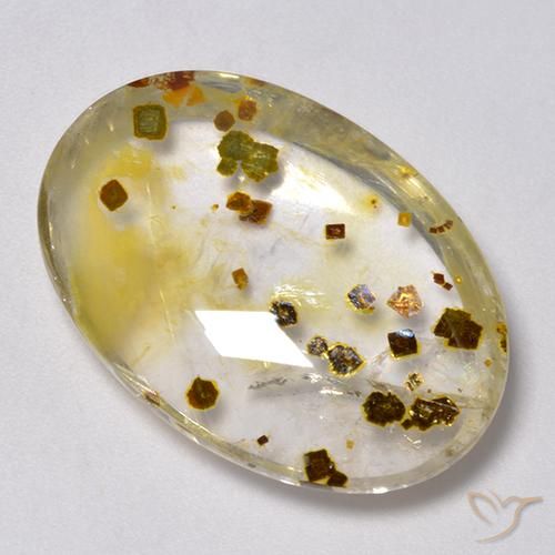 30.76ct Naturale Multicolore Quarzo Con Marcasite, Ovale, Trasparente