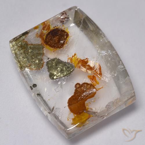23.76ct Naturale Multicolore Quarzo con marcasite, Taglio a fantasia, Trasparente
