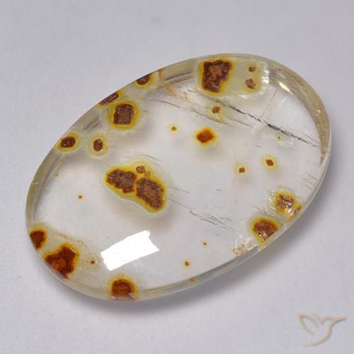 22.64ct Naturale Multicolore Quarzo Con Marcasite, Ovale, Trasparente