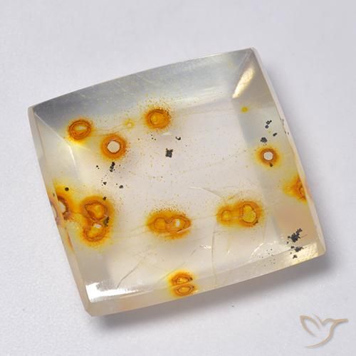 23.18ct Naturale Multicolore Quarzo con marcasite, Quadrato, Trasparente