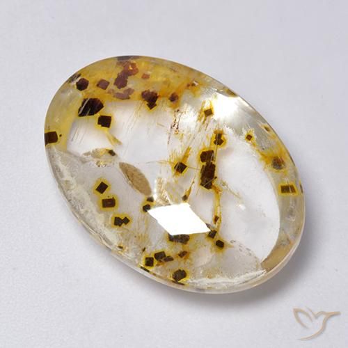 23.33ct Naturale Multicolore Quarzo Con Marcasite, Ovale, Trasparente