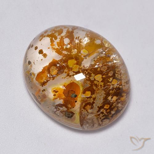 23.49ct Naturale Multicolore Quarzo Con Marcasite, Ovale, Trasparente