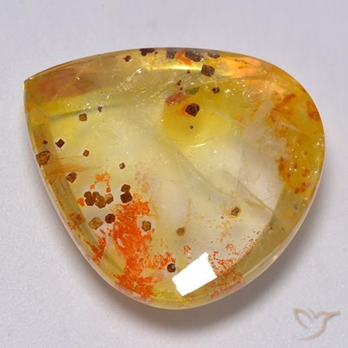 Quarzo con marcasite Multicolore naturale da 25.59 ct, Forma a pera, Trasparente