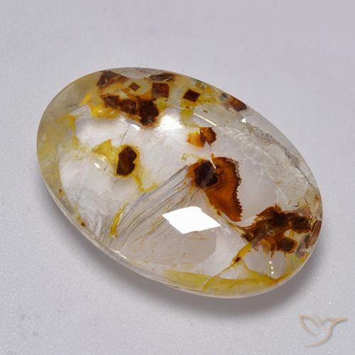 19.87ct Naturale Multicolore Quarzo Con Marcasite, Ovale, Trasparente