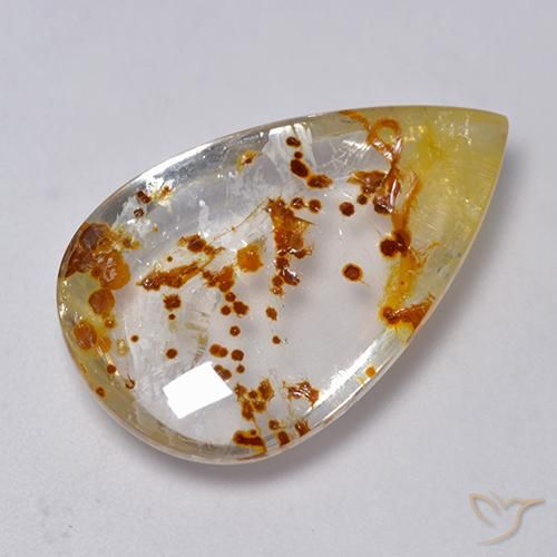 19.86ct Naturale Multicolore Quarzo con marcasite, Forma a pera, Trasparente