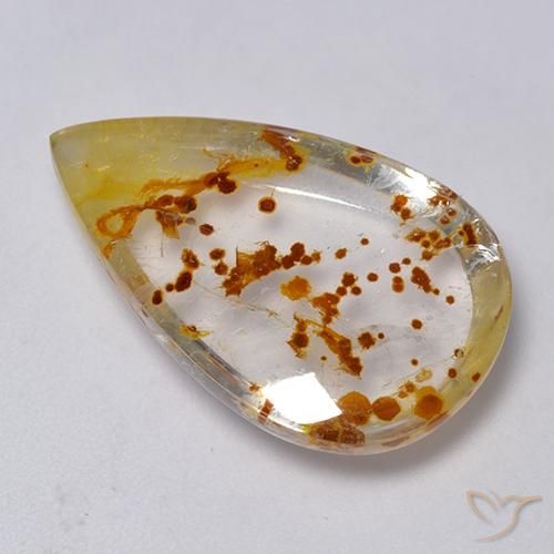 Quarzo con marcasite Multicolore naturale da 19.86 ct, Forma a pera, Trasparente