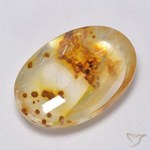 25.09ct Naturale Multicolore Quarzo Con Marcasite, Ovale, Trasparente