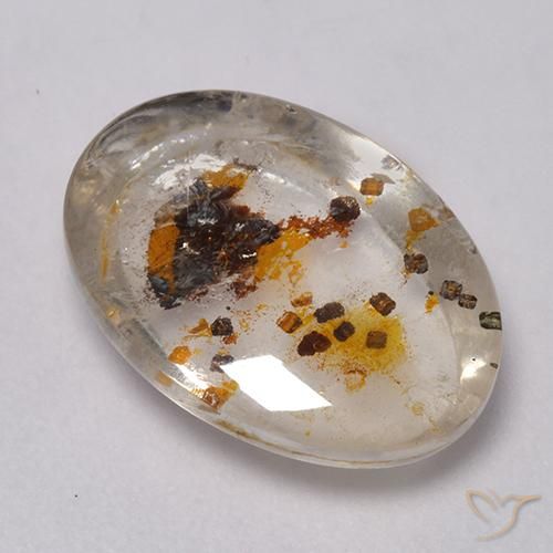 7.34ct Naturale Multicolore Quarzo Con Marcasite, Ovale, Trasparente