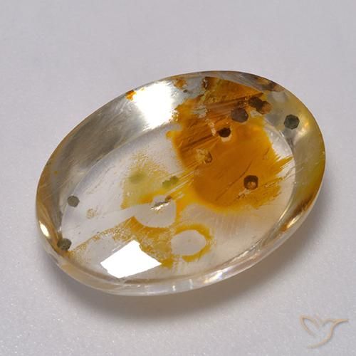10.11ct Naturale Multicolore Quarzo Con Marcasite, Ovale, Trasparente