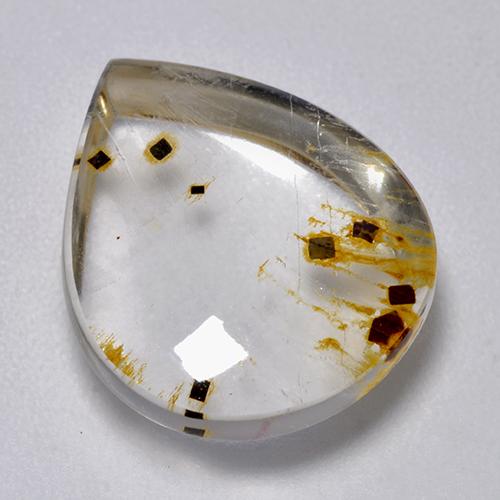 Quarzo con marcasite naturale multicolore da 9,21 ct, taglio a pera, trasparente