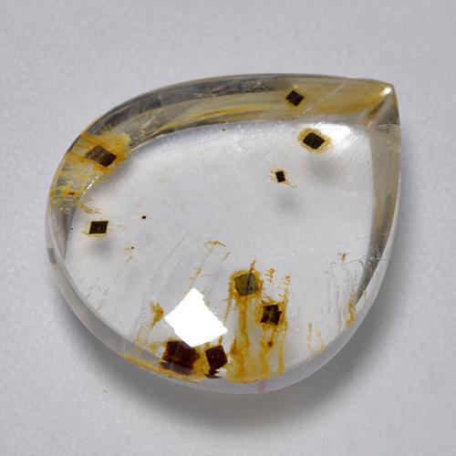 Quarzo con marcasite naturale multicolore da 9,21 ct, taglio a pera, trasparente