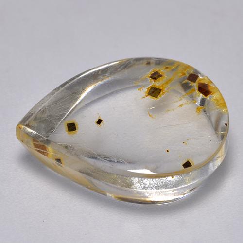 Quarzo con marcasite naturale multicolore da 9,21 ct, taglio a pera, trasparente
