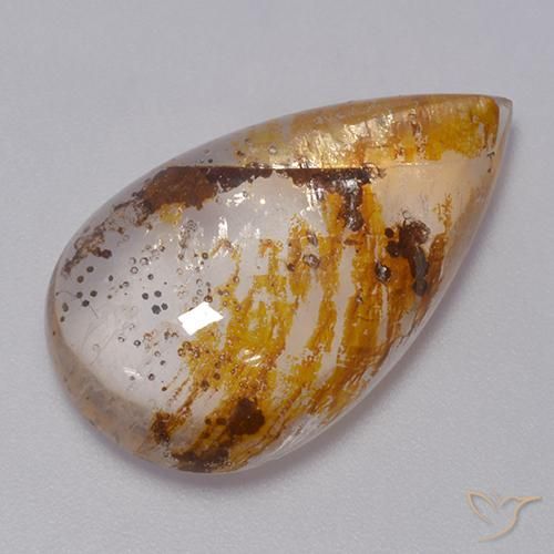 13.51ct Naturale Multicolore Quarzo Con Marcasite, Forma a pera, Trasparente