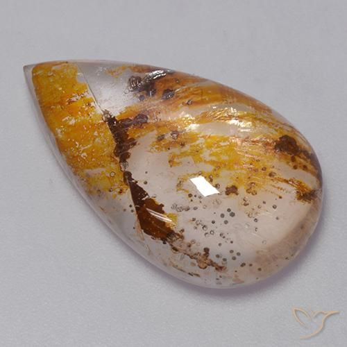Quarzo con marcasite Multicolore naturale da 13.51 ct, Forma a pera, Trasparente