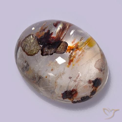 10.56ct Naturale Multicolore Quarzo Con Marcasite, Ovale, Trasparente