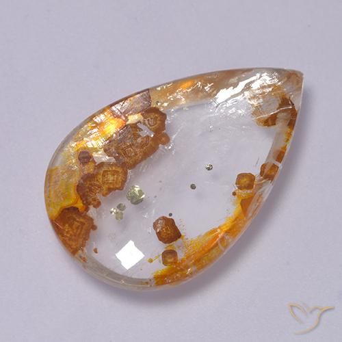 12.63ct Naturale Multicolore Quarzo con marcasite, Forma a pera, Trasparente