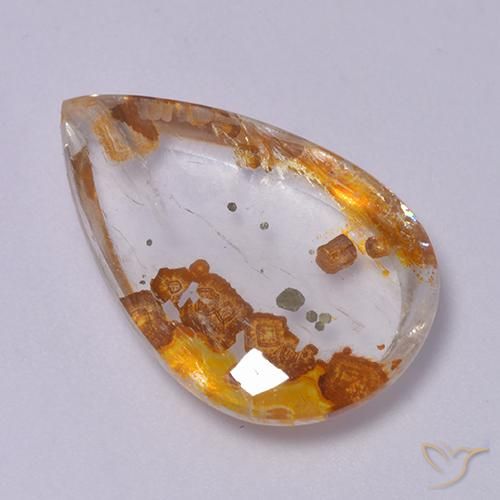Quarzo con marcasite Multicolore naturale da 12.63 ct, Forma a pera, Trasparente