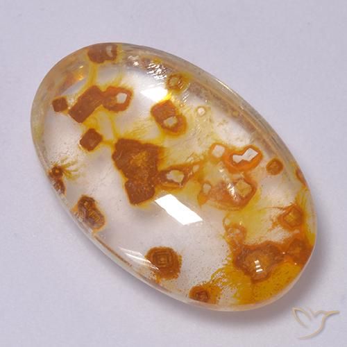 22.00ct Naturale Multicolore Quarzo Con Marcasite, Ovale, Trasparente