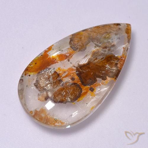 20.84ct Naturale Multicolore Quarzo con marcasite, Forma a pera, Trasparente