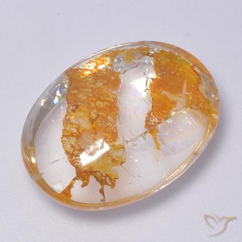22.34ct Naturale Multicolore Quarzo Con Marcasite, Ovale, Trasparente