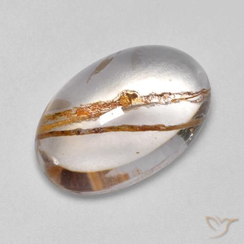 12.65ct Naturale Multicolore Quarzo Con Marcasite, Ovale, Trasparente