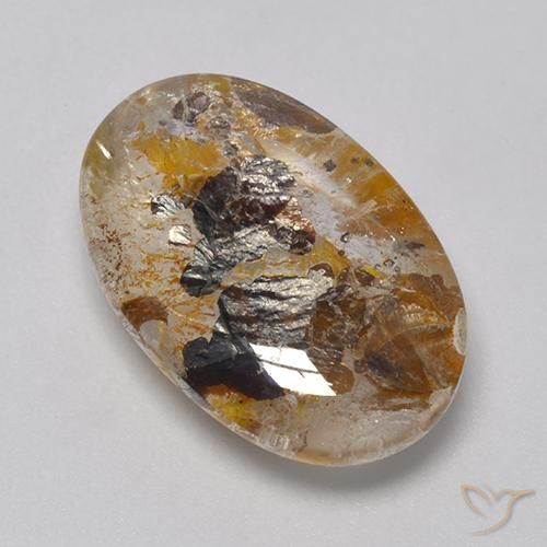 11.56ct Naturale Multicolore Quarzo Con Marcasite, Ovale, Trasparente
