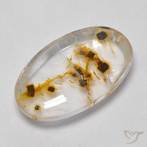 12.18ct Naturale Multicolore Quarzo Con Marcasite, Ovale, Trasparente