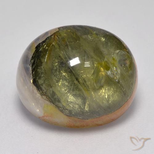 15.61ct Naturale Multicolore Quarzo Con Marcasite, Ovale, Traslucido