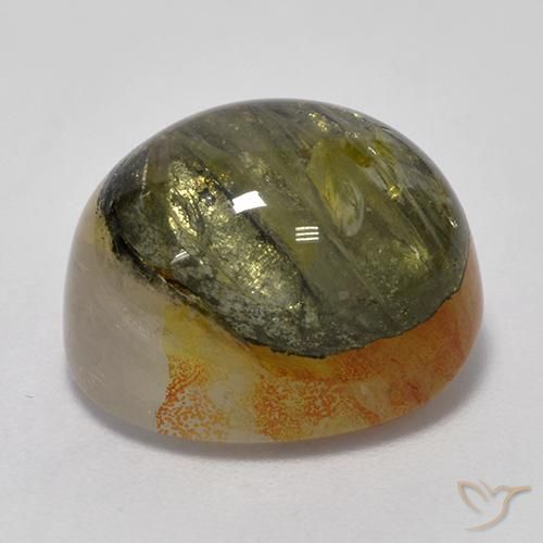 Quarzo con marcasite Multicolore naturale da 15.61 ct, Ovale, Traslucido