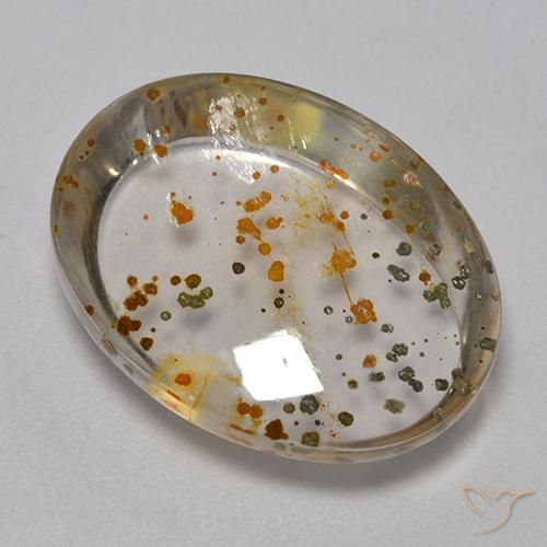 16.27ct Naturale Multicolore Quarzo Con Marcasite, Ovale, Trasparente