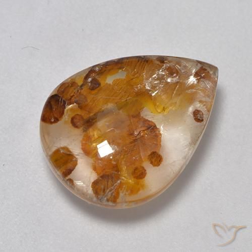 7.17ct Naturale Multicolore Quarzo con marcasite, Forma a pera, Trasparente