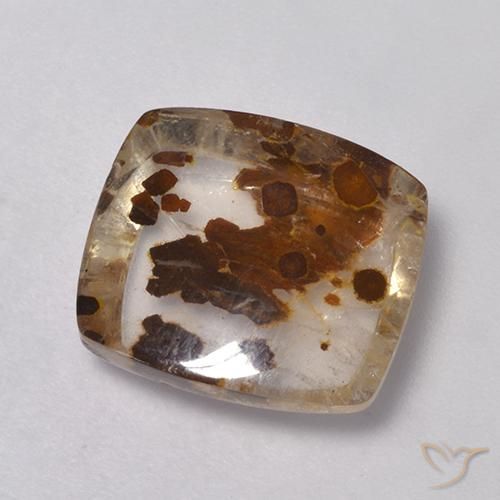 6.25ct Naturale Multicolore Quarzo con marcasite, Cuscino, Trasparente