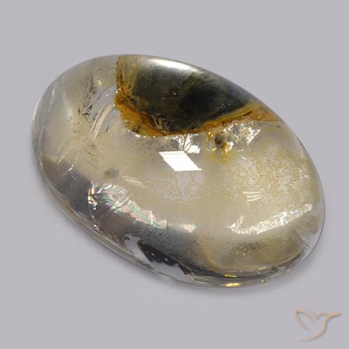 13.90ct Naturale Multicolore Quarzo Con Marcasite, Ovale, Trasparente