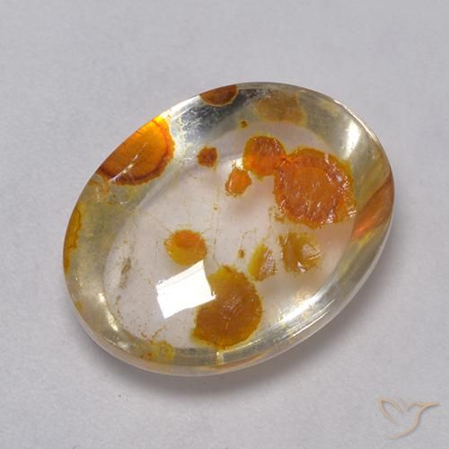 9.08ct Naturale Multicolore Quarzo con marcasite, Ovale, Trasparente
