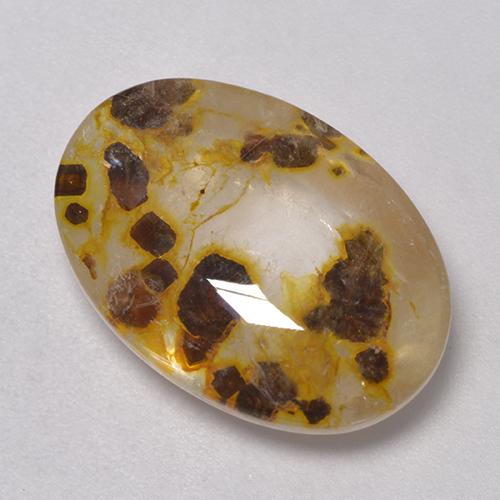 Quarzo con marcasite naturale multicolore da 11,35 ct, taglio ovale, trasparente