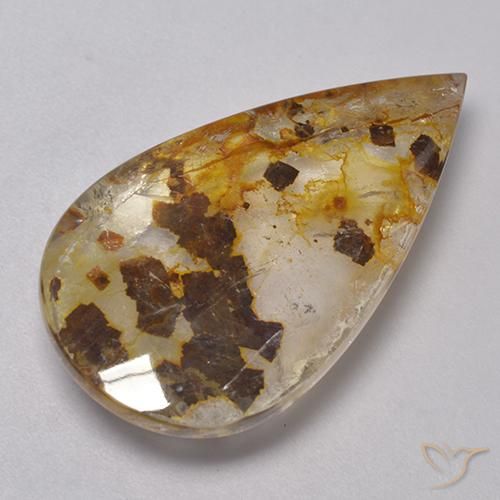 Quarzo con marcasite Multicolore naturale da 23.01 ct, Forma a pera, Trasparente