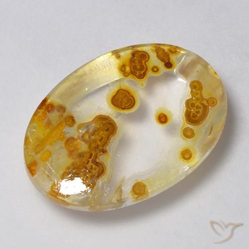14.21ct Naturale Multicolore Quarzo Con Marcasite, Ovale, Trasparente
