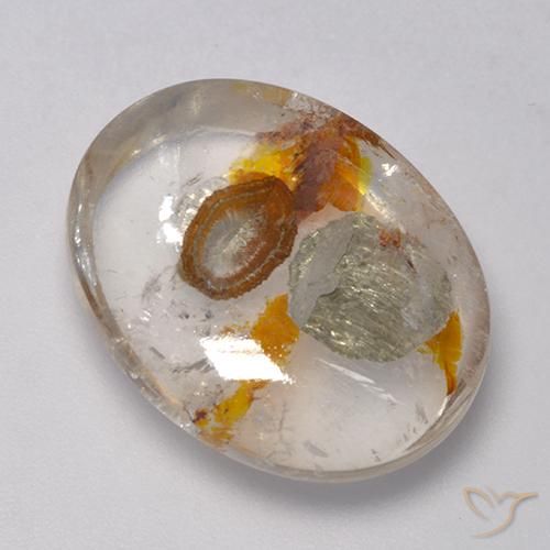 Quarzo con marcasite Multicolore naturale da 16.86 ct, Ovale, Trasparente