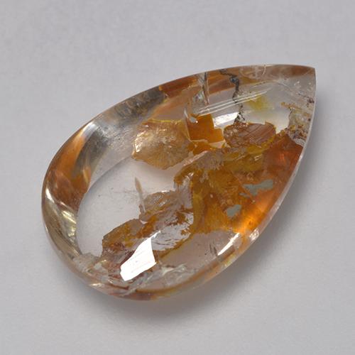 Quarzo con marcasite naturale multicolore da 8,86 ct, taglio a pera, trasparente