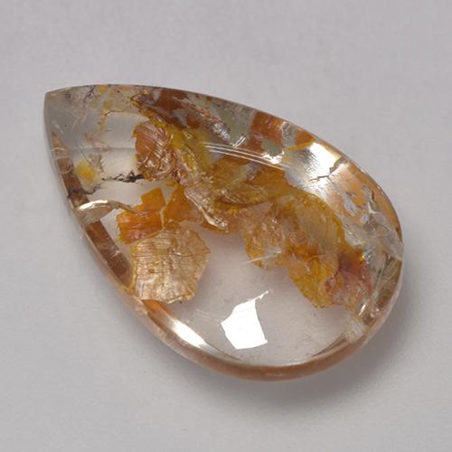 Quarzo con marcasite naturale multicolore da 8,86 ct, taglio a pera, trasparente