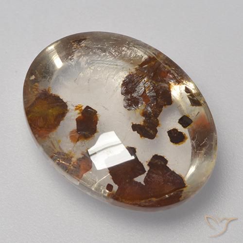 10.20ct Naturale Multicolore Quarzo Con Marcasite, Ovale, Trasparente