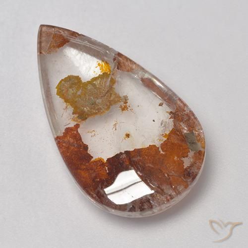 12.68ct Naturale Multicolore Quarzo con marcasite, Forma a pera, Trasparente