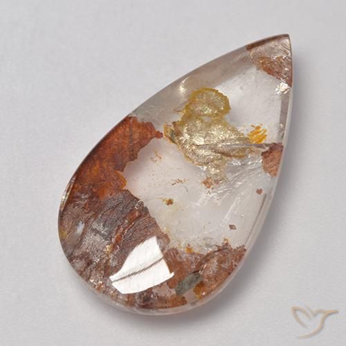 Quarzo con marcasite Multicolore naturale da 12.68 ct, Forma a pera, Trasparente