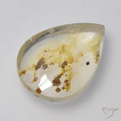 5.72ct Naturale Multicolore Quarzo con marcasite, Forma a pera, Trasparente